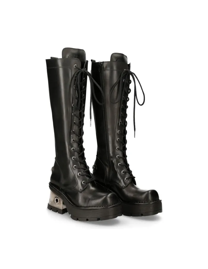 WomenMen High Boot Black New With Laces M236S1 New Rock High Boots