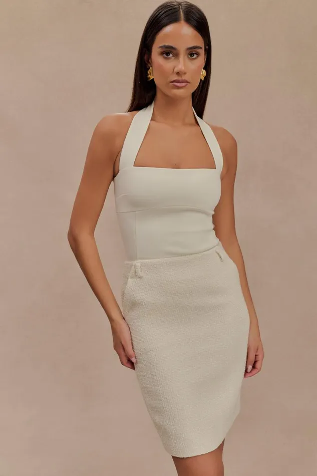 Women Meshki Bottoms Addison Boucle Knee Length Skirt 8211 Ivory