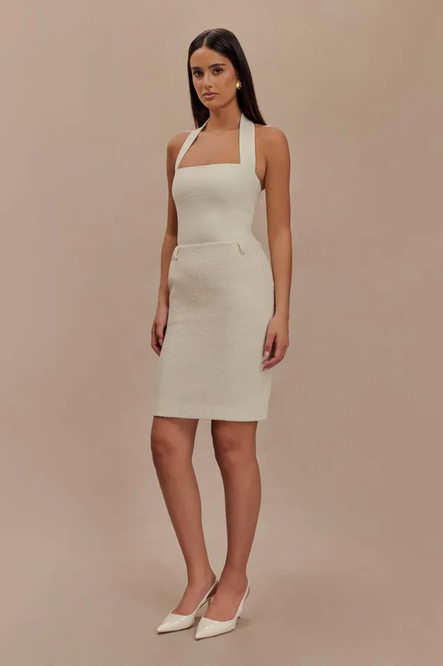Women Meshki Bottoms Addison Boucle Knee Length Skirt 8211 Ivory