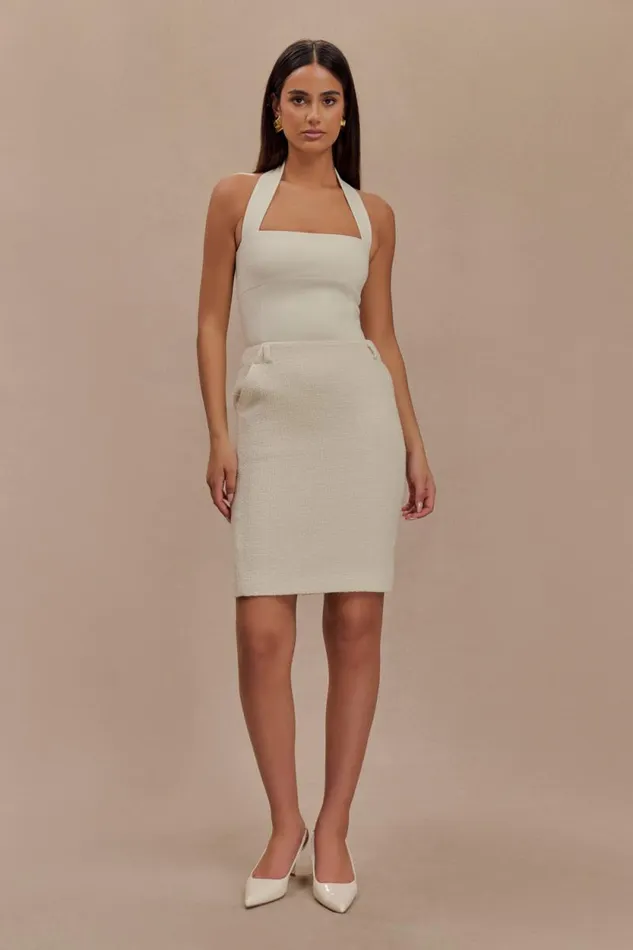 Women Meshki Bottoms Addison Boucle Knee Length Skirt 8211 Ivory