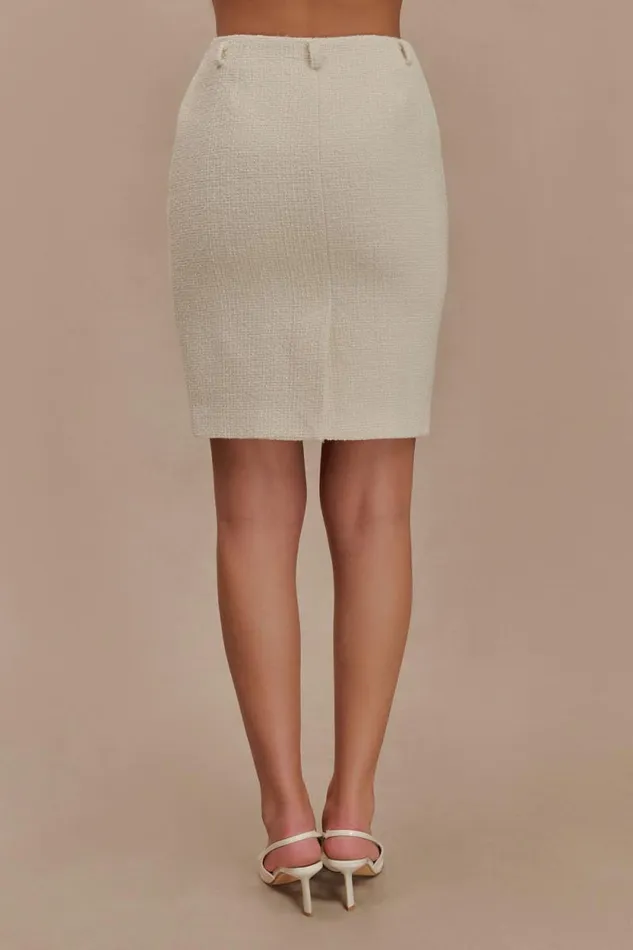 Women Meshki Bottoms Addison Boucle Knee Length Skirt 8211 Ivory