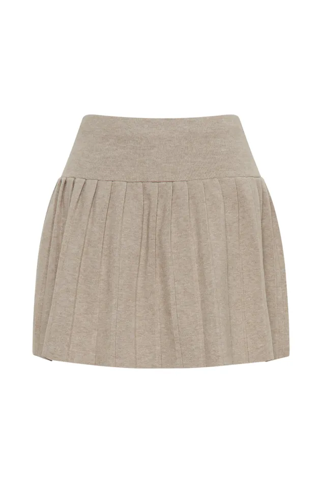 Women Meshki Bottoms Beverly Knit Pleated Mini Skirt 8211 Oak