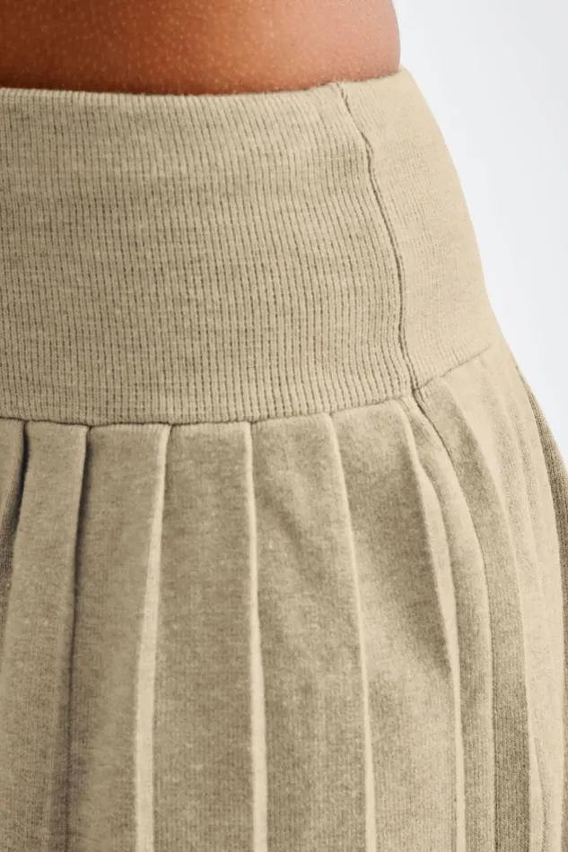 Women Meshki Bottoms Beverly Knit Pleated Mini Skirt 8211 Oak