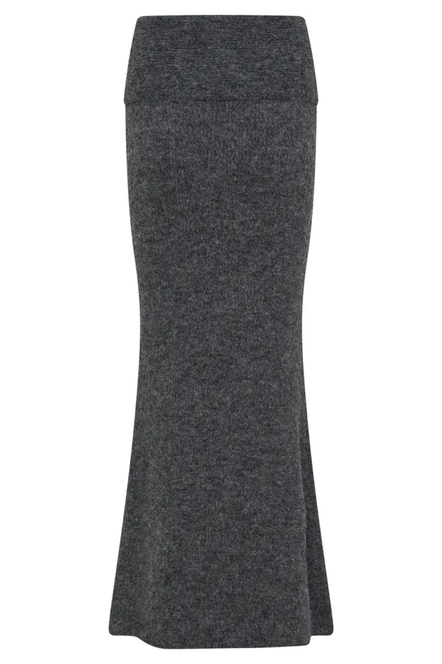 Women Meshki Bottoms Charlotte Knit Maxi Skirt With Overlay 8211 Charcoal