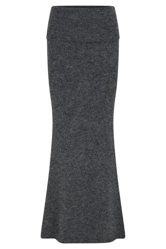 Women Meshki Bottoms Charlotte Knit Maxi Skirt With Overlay 8211 Charcoal