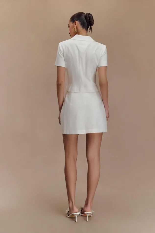 Women Meshki Bottoms Ciara Linen Mini Skort 8211 White