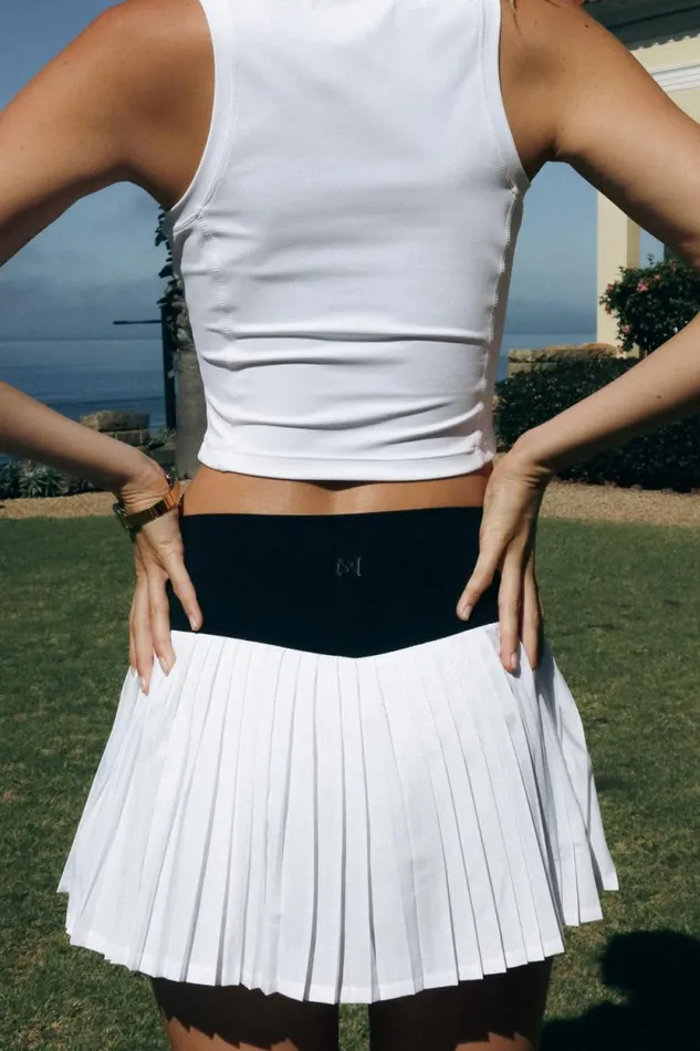 Women Meshki Bottoms Denver Pleated Active Mini Skirt 8211 BlackWhite