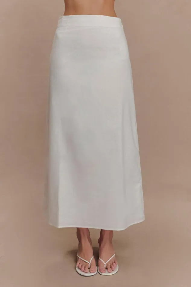 Women Meshki Bottoms Dora Linen Midi Skirt 8211 Ivory
