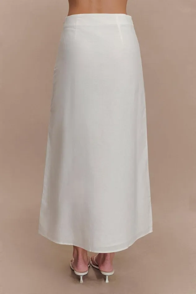 Women Meshki Bottoms Dora Linen Midi Skirt 8211 Ivory