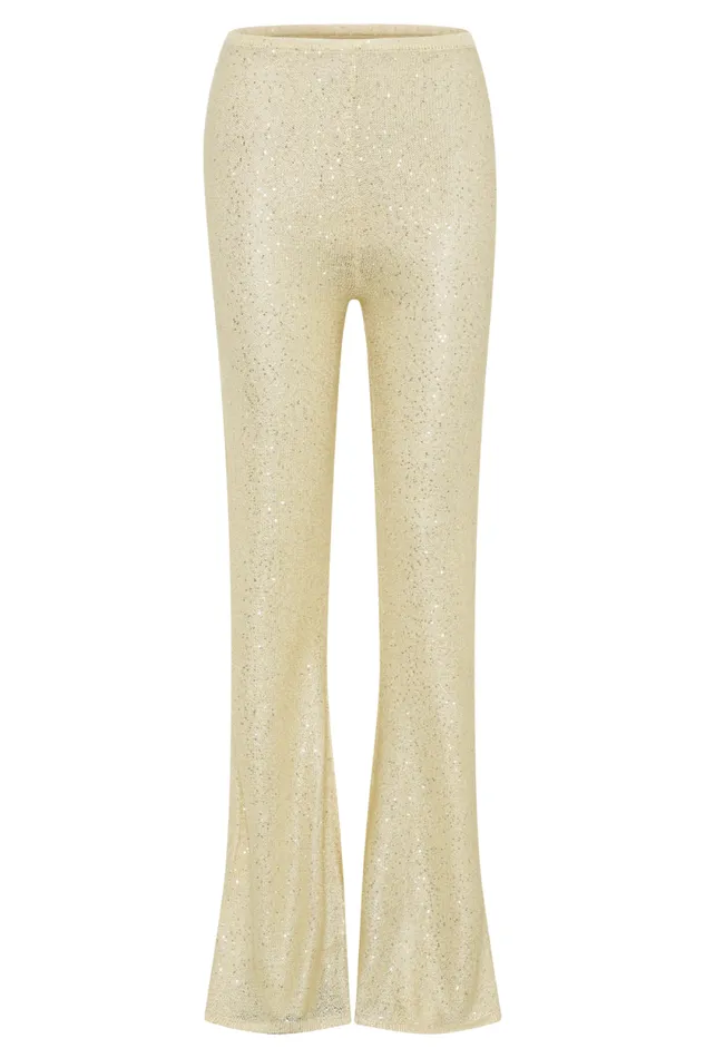 Women Meshki Bottoms Huntley Sequin Knit Pants 8211 Lemon