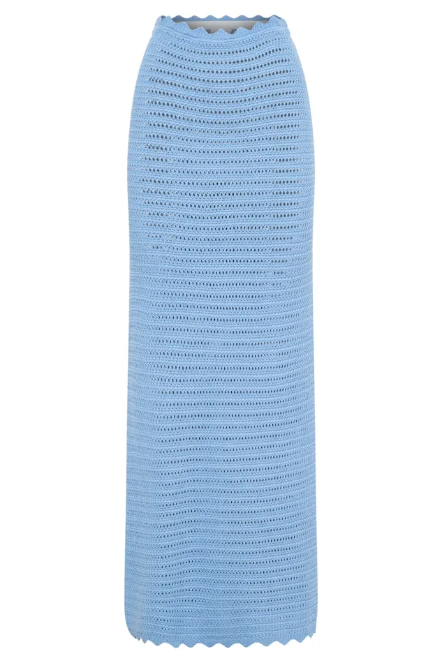 Women Meshki Bottoms Jadia Crochet Fishtail Maxi Skirt 8211 Cornflower Blue