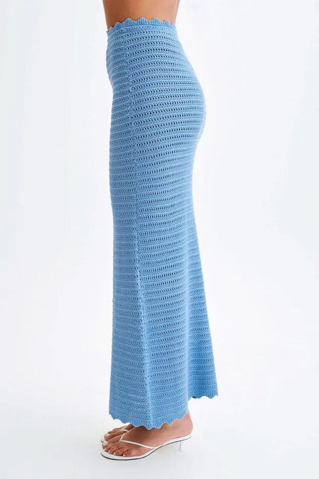 Women Meshki Bottoms Jadia Crochet Fishtail Maxi Skirt 8211 Cornflower Blue