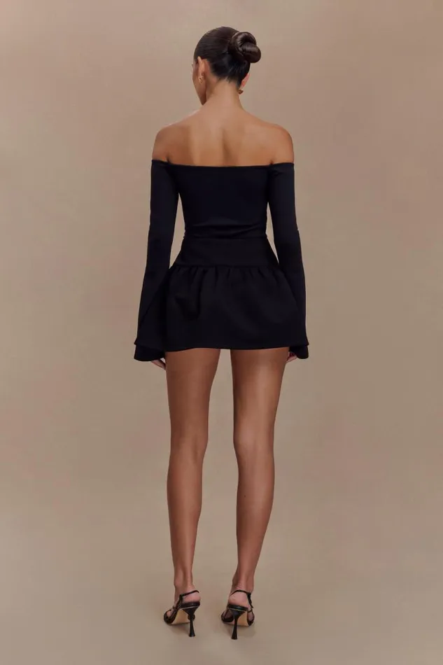Women Meshki Bottoms Jennie Frill Mini Skort 8211 Black