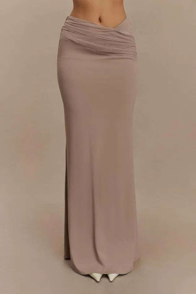 Women Meshki Bottoms Jules Recycled Nylon And Mesh Maxi Skirt 8211 Taupe