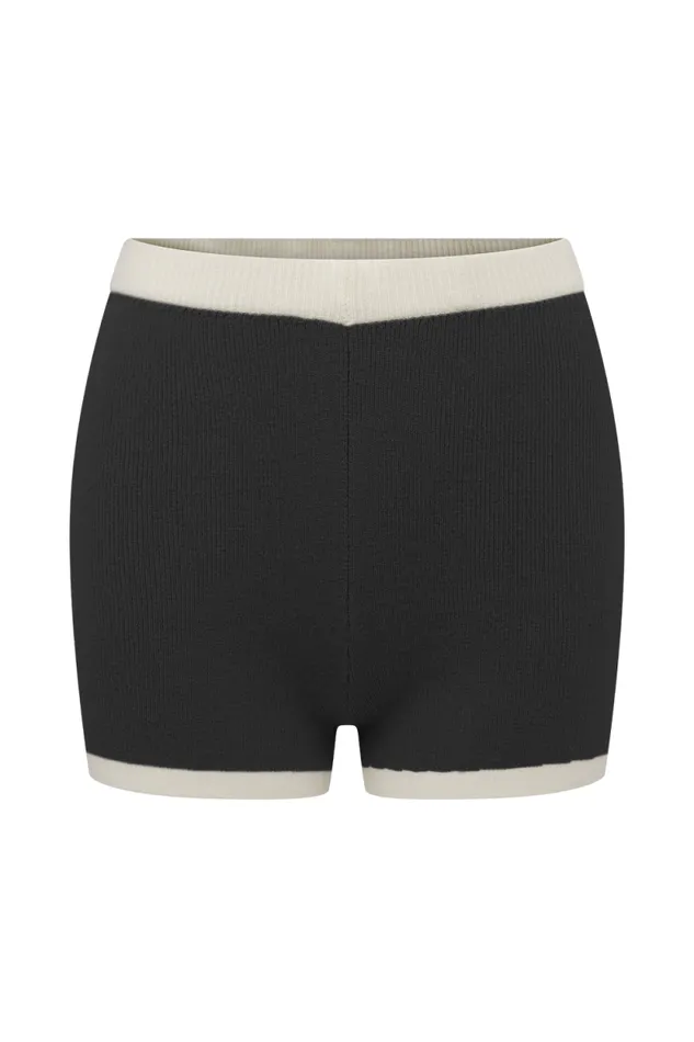 Women Meshki Bottoms Julianne Contrast Knit Shorts 8211 BlackWhite