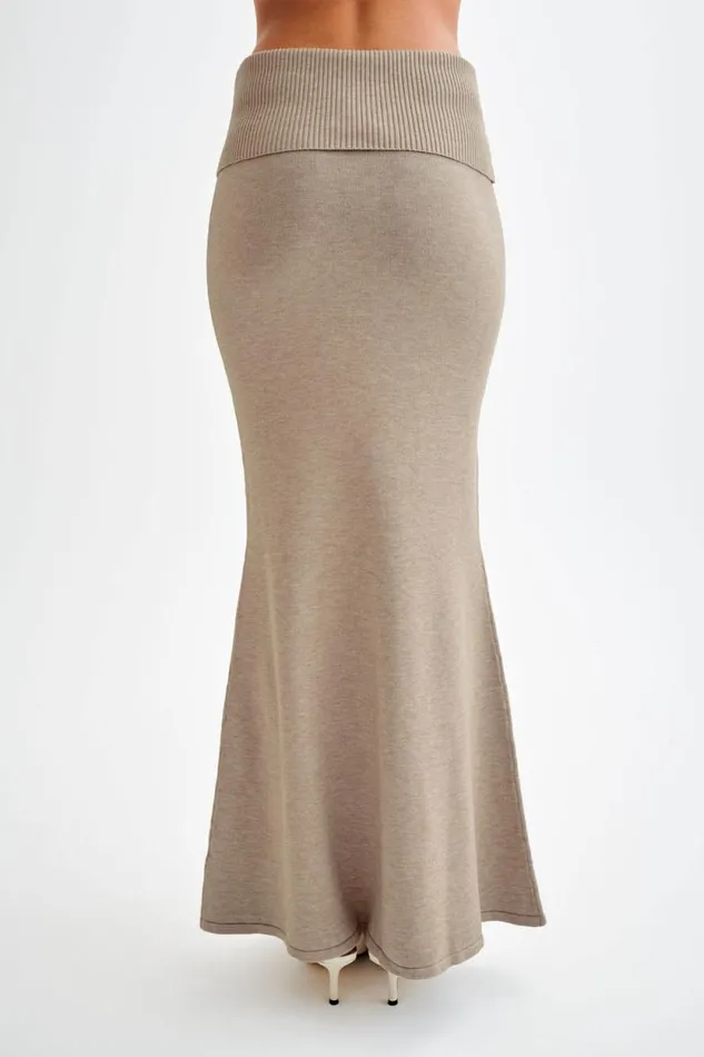 Women Meshki Bottoms Karlie Knit Maxi Skirt With Ribbed Waist 8211 Taupe Marle