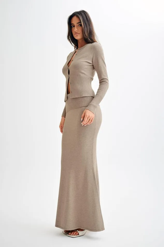 Women Meshki Bottoms Karlie Knit Maxi Skirt With Ribbed Waist 8211 Taupe Marle