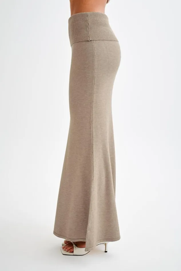 Women Meshki Bottoms Karlie Knit Maxi Skirt With Ribbed Waist 8211 Taupe Marle