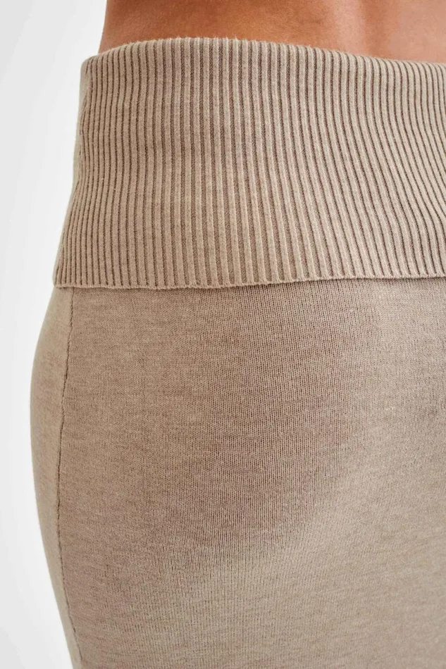 Women Meshki Bottoms Karlie Knit Maxi Skirt With Ribbed Waist 8211 Taupe Marle