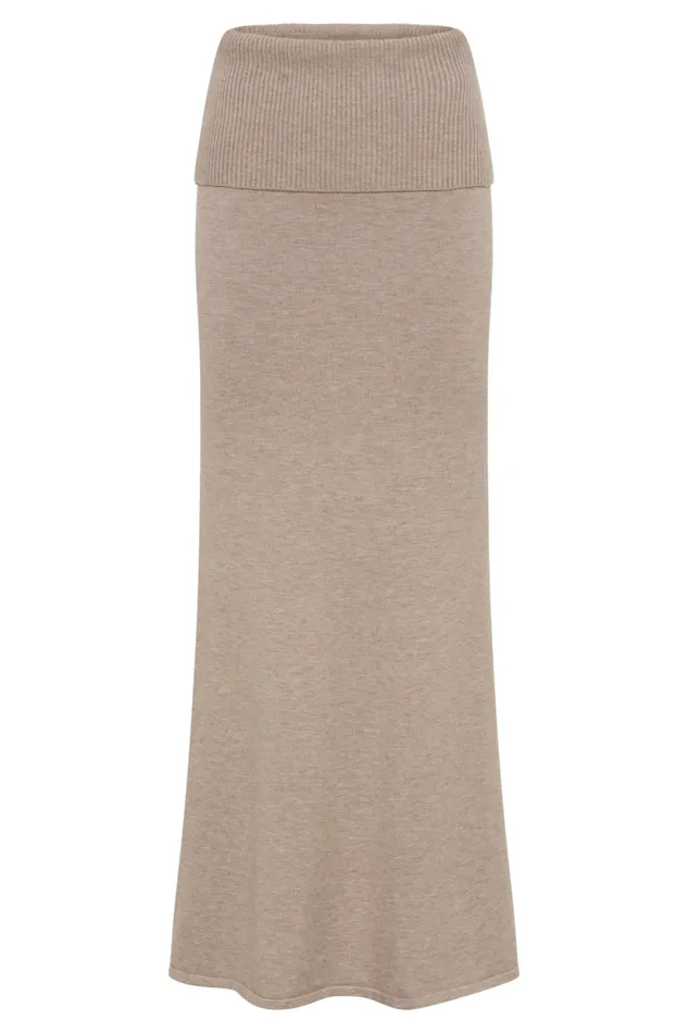 Women Meshki Bottoms Karlie Knit Maxi Skirt With Ribbed Waist 8211 Taupe Marle