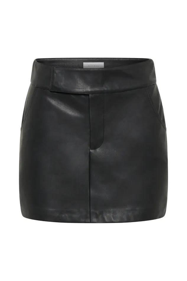 Women Meshki Bottoms Kristen Faux Leather Mini Skirt 8211 Black