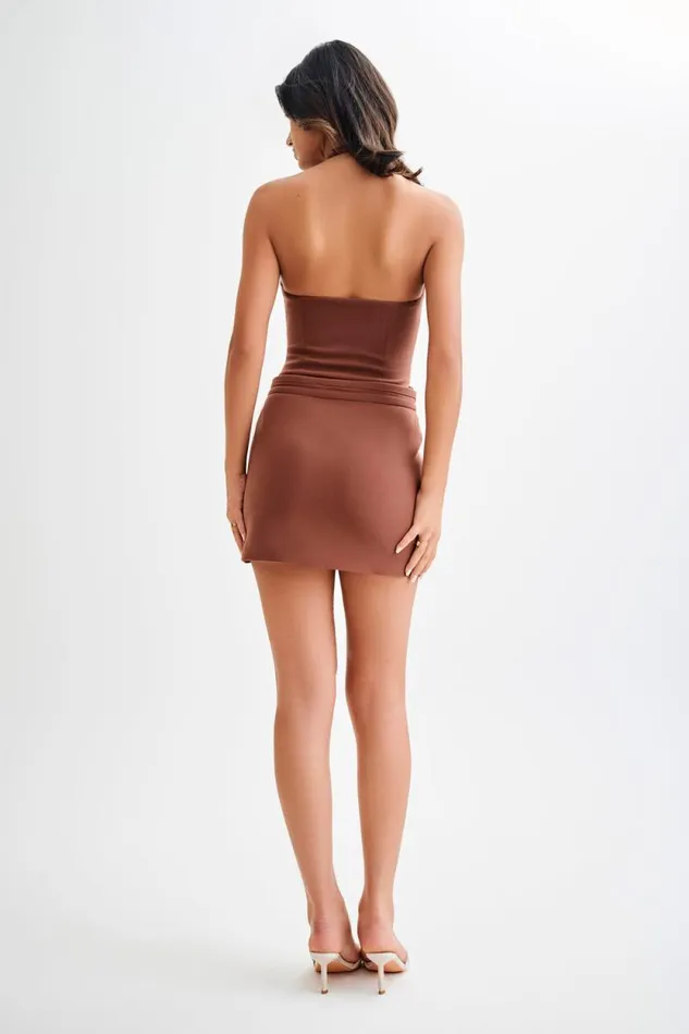 Women Meshki Bottoms Letitia Suiting Mini Skirt With Buckle 8211 Wood