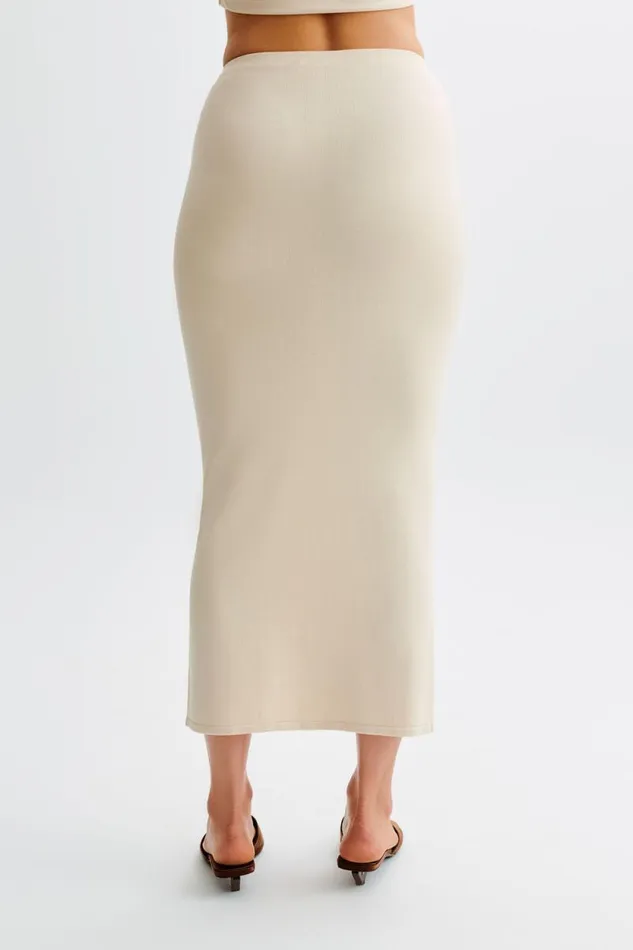 Women Meshki Bottoms Maisie Buttoned Knit Maxi Skirt 8211 Cream