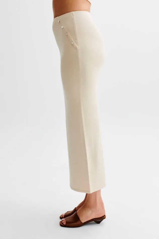 Women Meshki Bottoms Maisie Buttoned Knit Maxi Skirt 8211 Cream