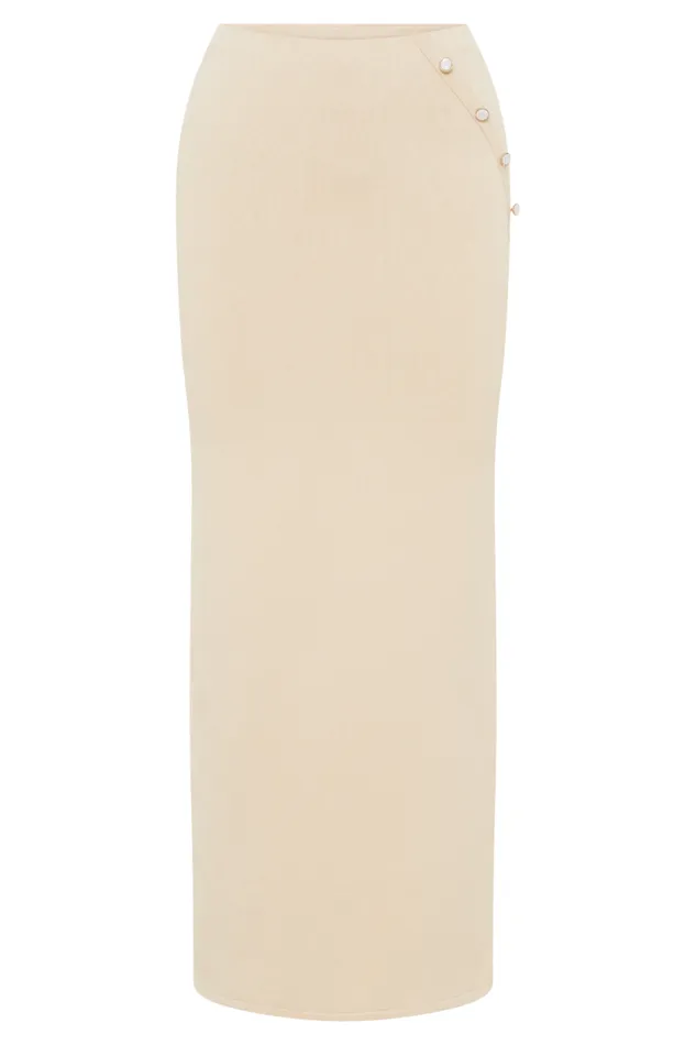 Women Meshki Bottoms Maisie Buttoned Knit Maxi Skirt 8211 Cream