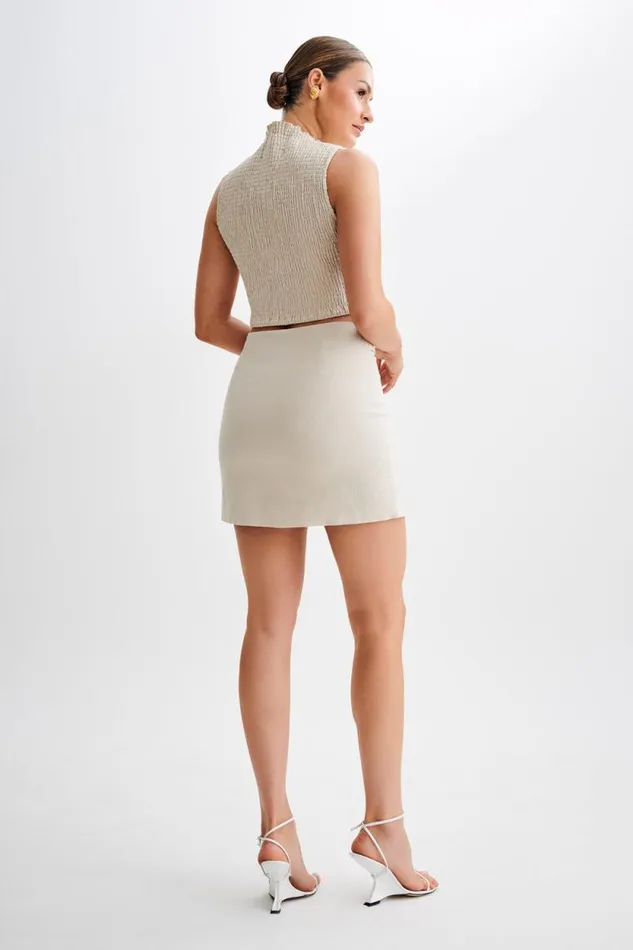 Women Meshki Bottoms Marquette Linen Mini Skirt 8211 Natural