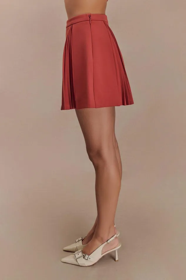 Women Meshki Bottoms Melinda Mini Skirt With Pleats 8211 Chilli