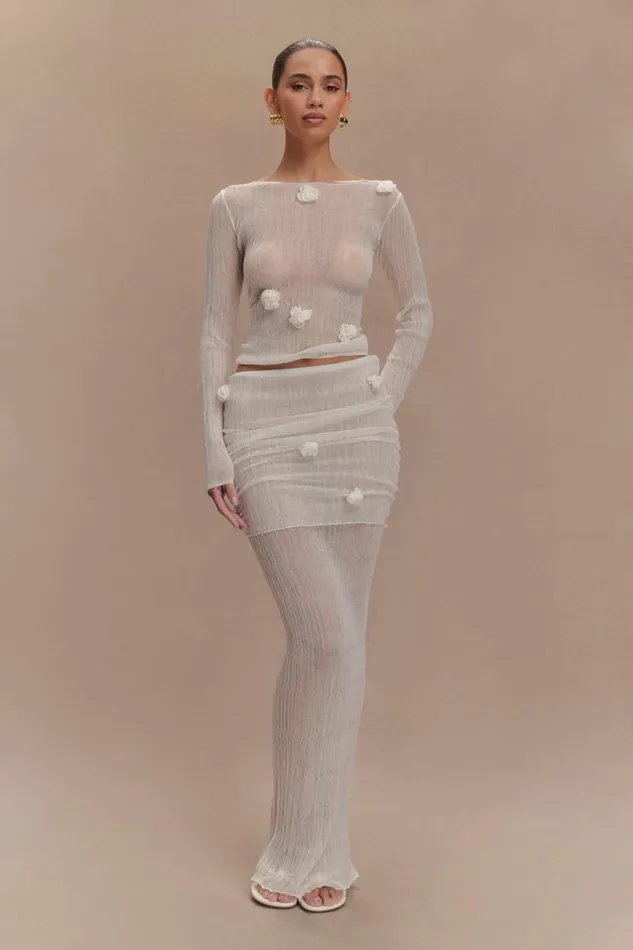 Women Meshki Bottoms Orianna Orchid Knit Maxi Skirt 8211 Ivory