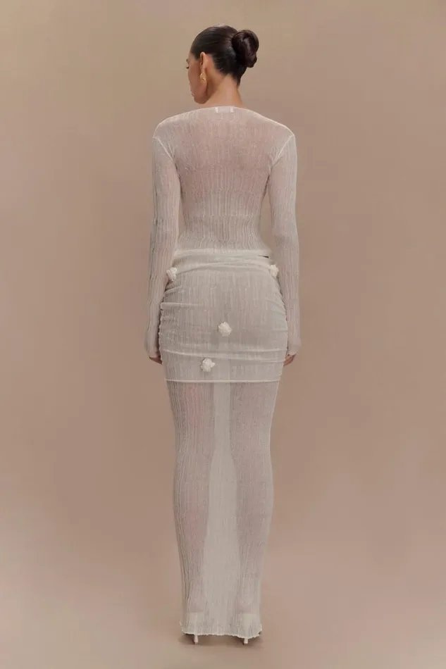 Women Meshki Bottoms Orianna Orchid Knit Maxi Skirt 8211 Ivory