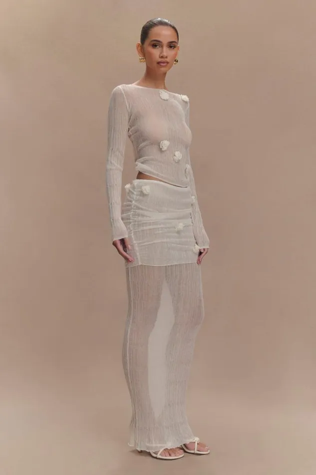 Women Meshki Bottoms Orianna Orchid Knit Maxi Skirt 8211 Ivory