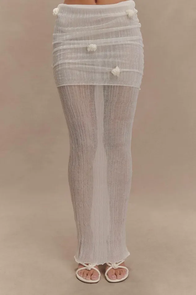 Women Meshki Bottoms Orianna Orchid Knit Maxi Skirt 8211 Ivory