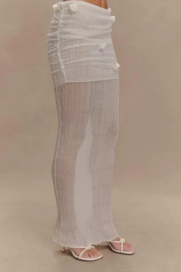 Women Meshki Bottoms Orianna Orchid Knit Maxi Skirt 8211 Ivory