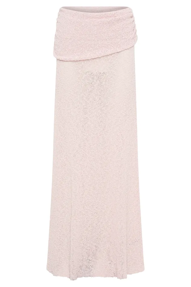 Women Meshki Bottoms Petra Ruched Knit Maxi Skirt 8211 Misty Rose