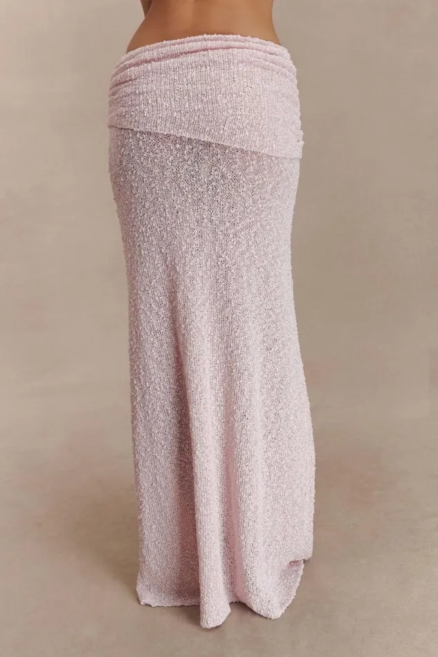 Women Meshki Bottoms Petra Ruched Knit Maxi Skirt 8211 Misty Rose