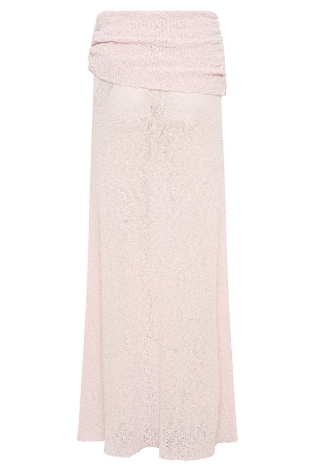 Women Meshki Bottoms Petra Ruched Knit Maxi Skirt 8211 Misty Rose