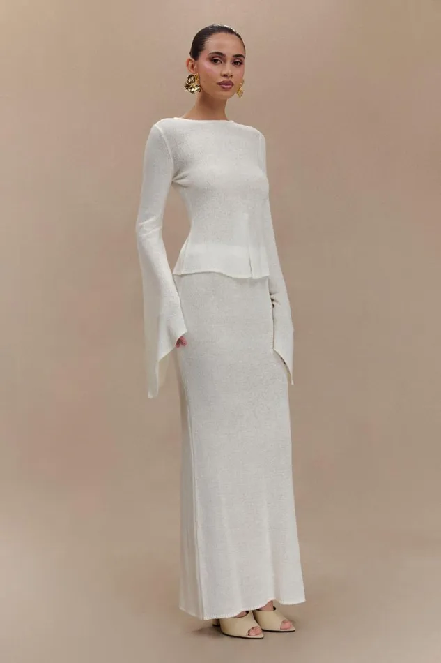 Women Meshki Bottoms Phoebe Knit Maxi Skirt 8211 Ivory