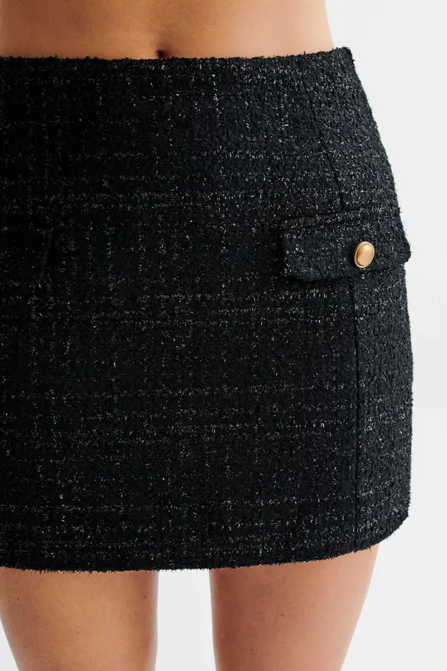 Women Meshki Bottoms Priscilla Tweed Mini Skirt 8211 Black