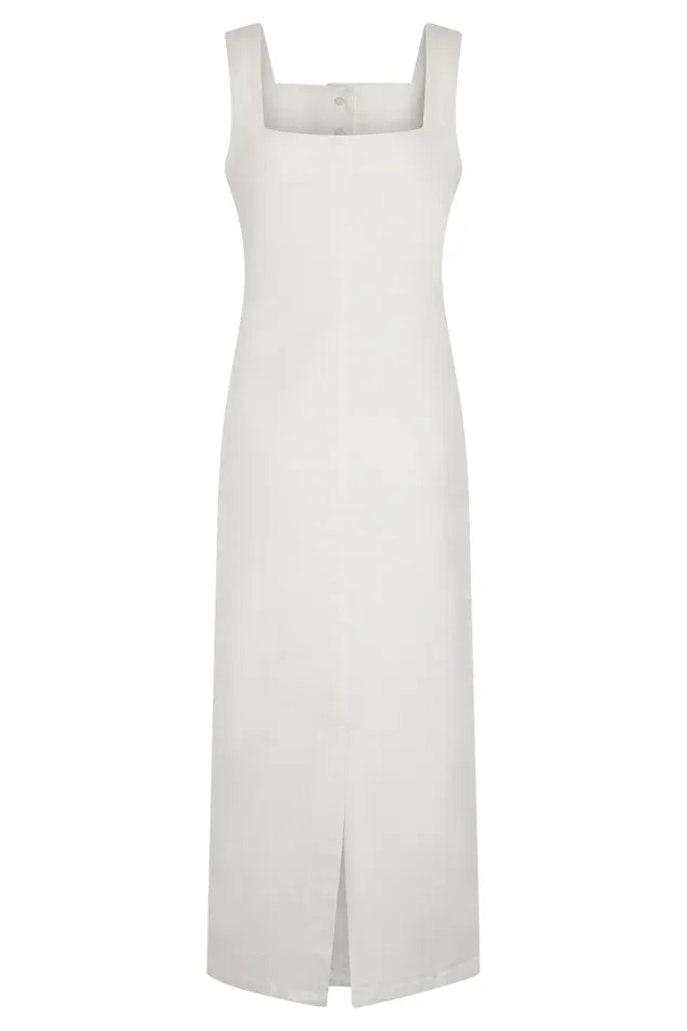Women Meshki Bottoms Reyna Denim Midi Dress 8211 White