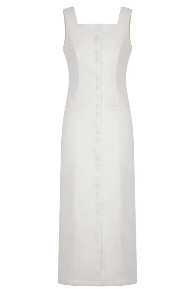 Women Meshki Bottoms Reyna Denim Midi Dress 8211 White