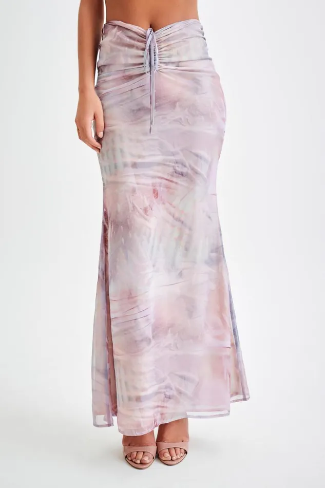 Women Meshki Bottoms Ursula Ruched Maxi Skirt 8211 Mermaid Shell Print