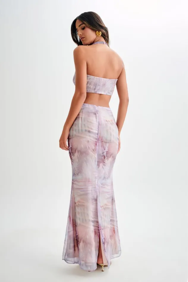 Women Meshki Bottoms Ursula Ruched Maxi Skirt 8211 Mermaid Shell Print