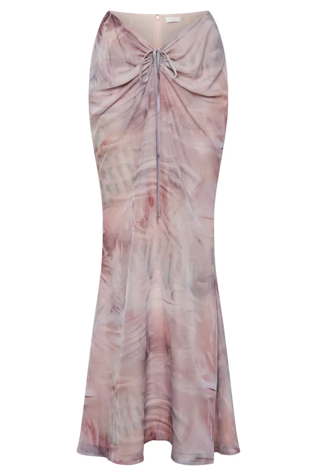Women Meshki Bottoms Ursula Ruched Maxi Skirt 8211 Mermaid Shell Print