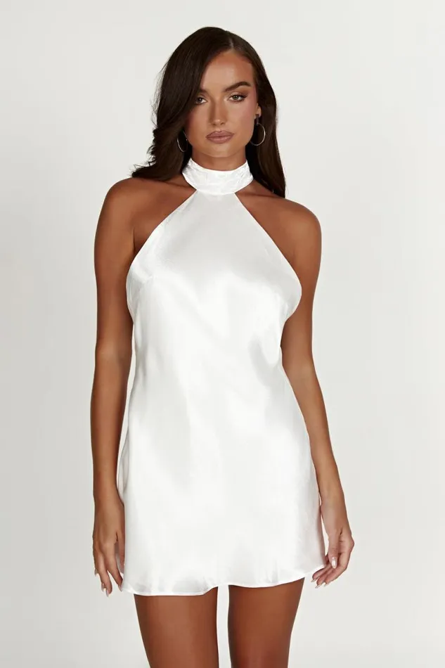 Women Meshki Dresses Cartia Bow Halter Micro Mini Dress 8211 White