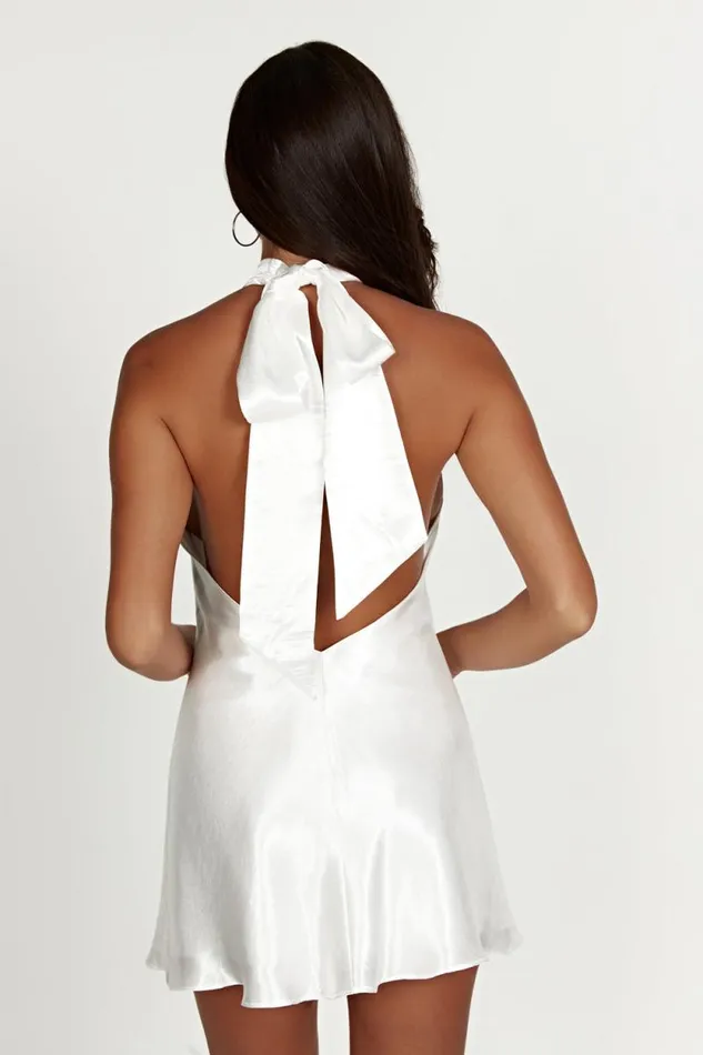 Women Meshki Dresses Cartia Bow Halter Micro Mini Dress 8211 White
