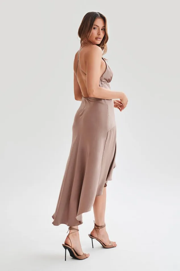 Women Meshki Dresses Casey Satin Midi Dress 8211 Mocha
