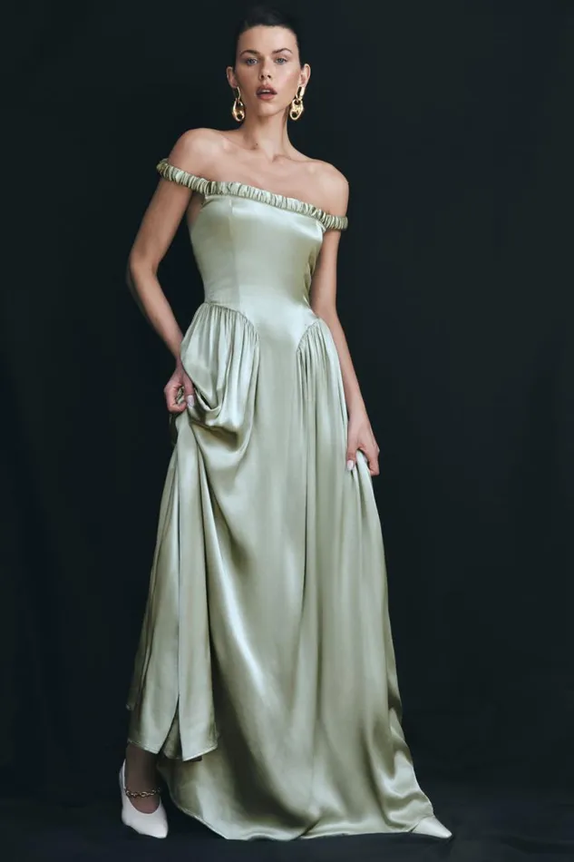 Women Meshki Dresses Coco Dropped Waist Maxi Dress 8211 Sage